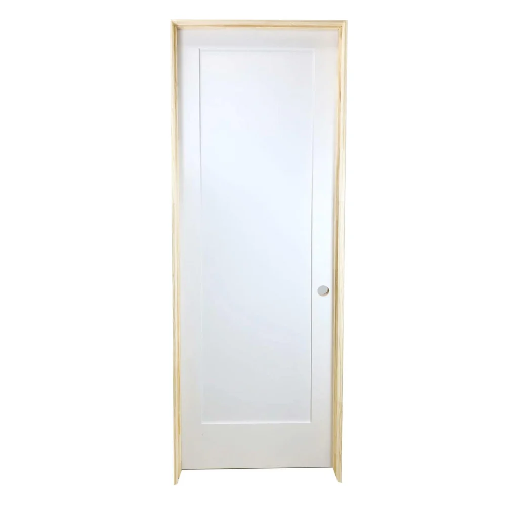 Puerta interior precolgada de MDF con núcleo sólido, imprimada, de 1 panel, color blanco, estilo Shaker, de 2/6 x 6/8