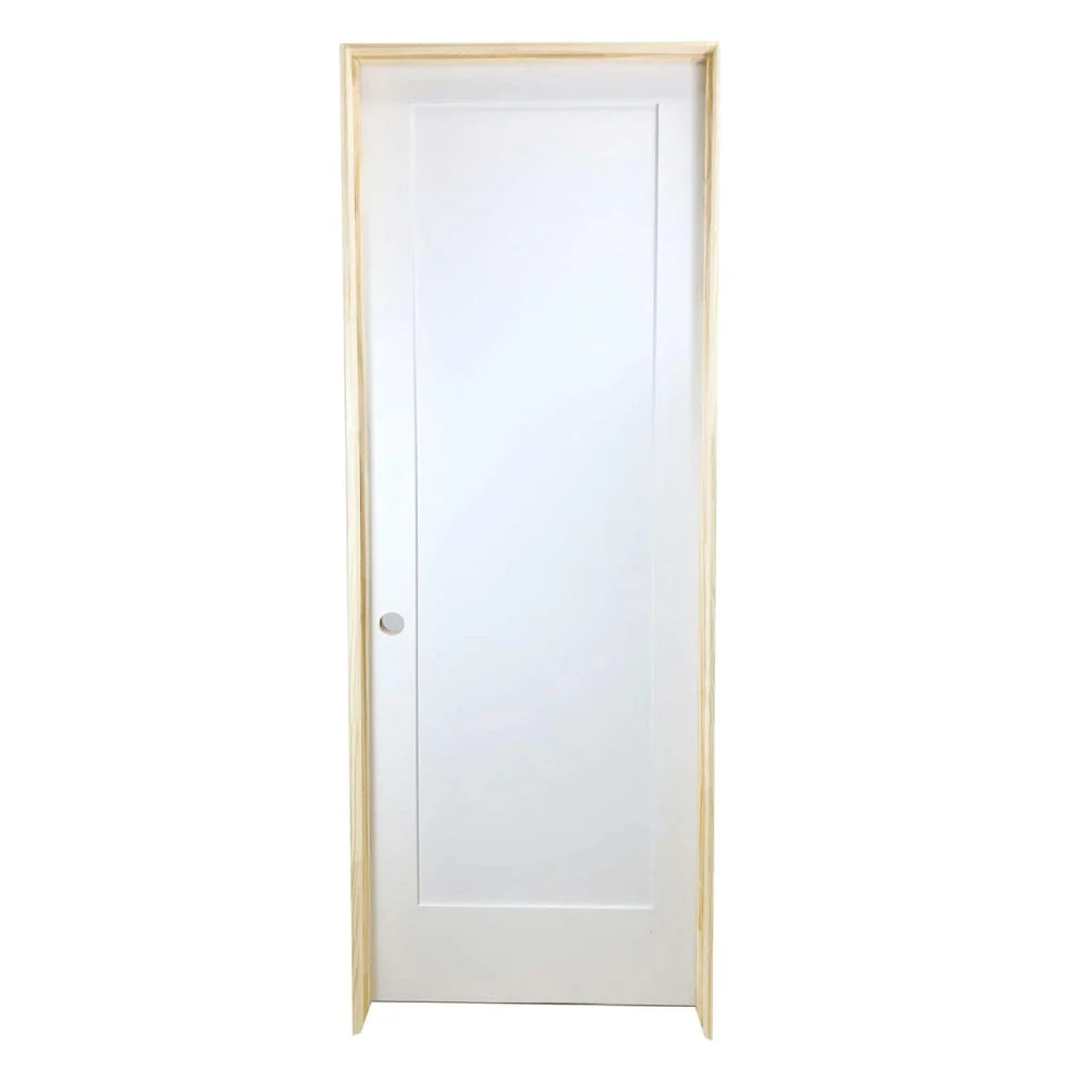Puerta interior precolgada de MDF con núcleo sólido, imprimada, de 1 panel, color blanco, estilo Shaker, de 2/6 x 6/8