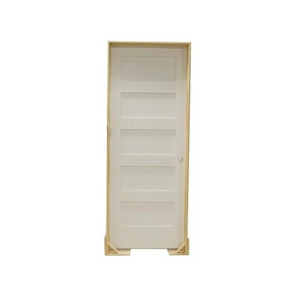 Puerta interior precolgada de MDF con núcleo sólido y cinco paneles, de estilo Shaker, de 30 x 8 ft