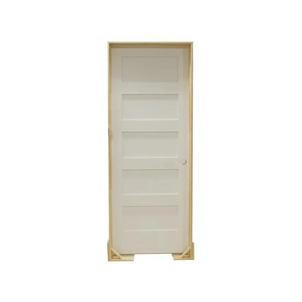 Puerta interior precolgada de MDF con núcleo sólido y 5 paneles, estilo Shaker, de 2/0 x 8 pies