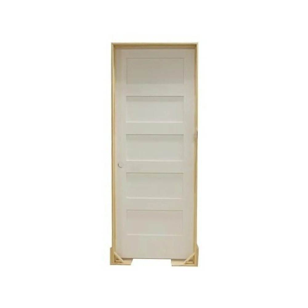 Puerta interior precolgada de MDF con núcleo sólido y 5 paneles, estilo Shaker, de 2/0 x 8 pies