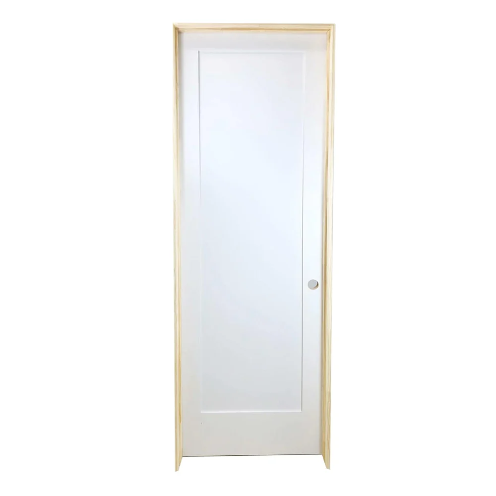 Puerta interior precolgada de MDF con núcleo sólido, imprimada, de 1 panel, color blanco, estilo Shaker, de 2/4 x 6/8