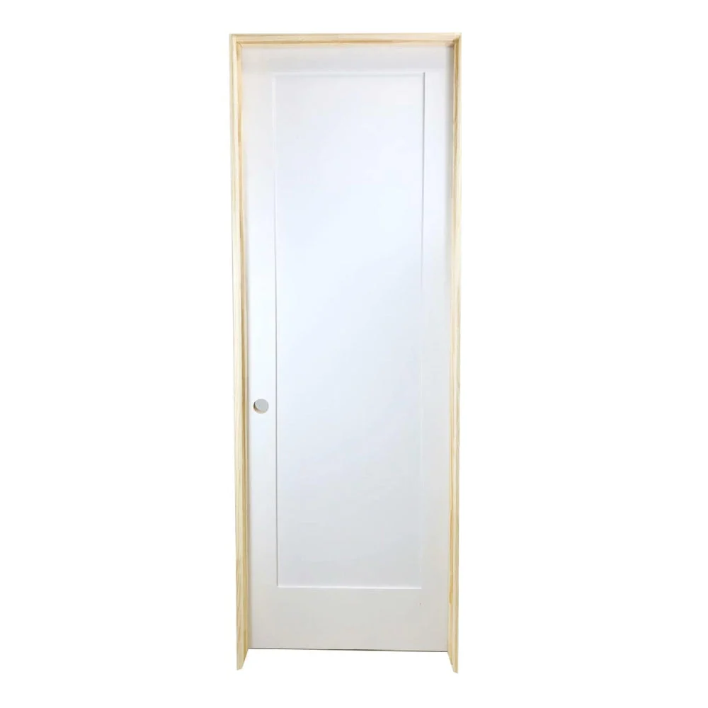 Puerta interior precolgada de MDF con núcleo sólido, imprimada, de 1 panel, color blanco, estilo Shaker, de 2/4 x 6/8