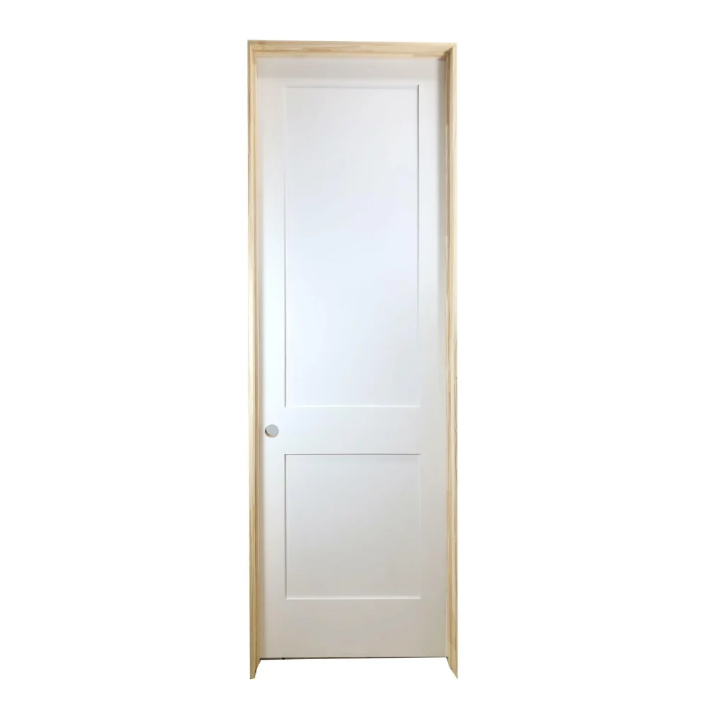 Puerta interior precolgada de MDF con núcleo sólido, imprimada, de 2 paneles, de color blanco, de 18 x 8 ft