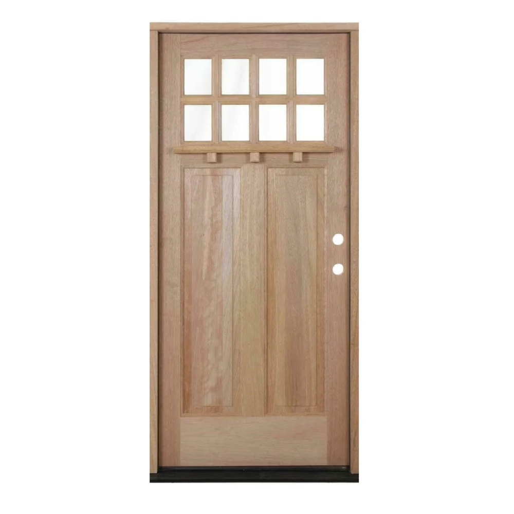 Puerta precolgada exterior de caoba Craftsman 8 Lite Dentil de 3 pies x 6 pies 8 pulgadas
