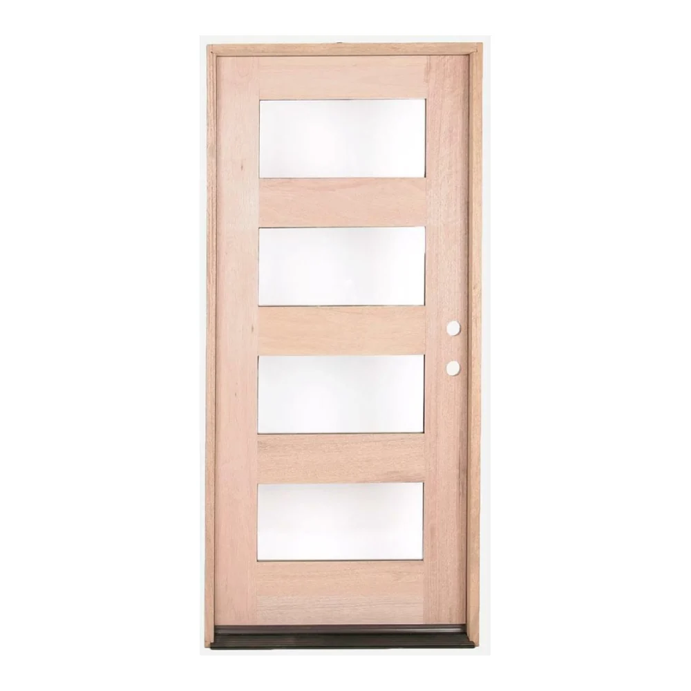 Puerta precolgada exterior de caoba de 3 pies x 6 pies 8 pulgadas, moderna, de 4 lados