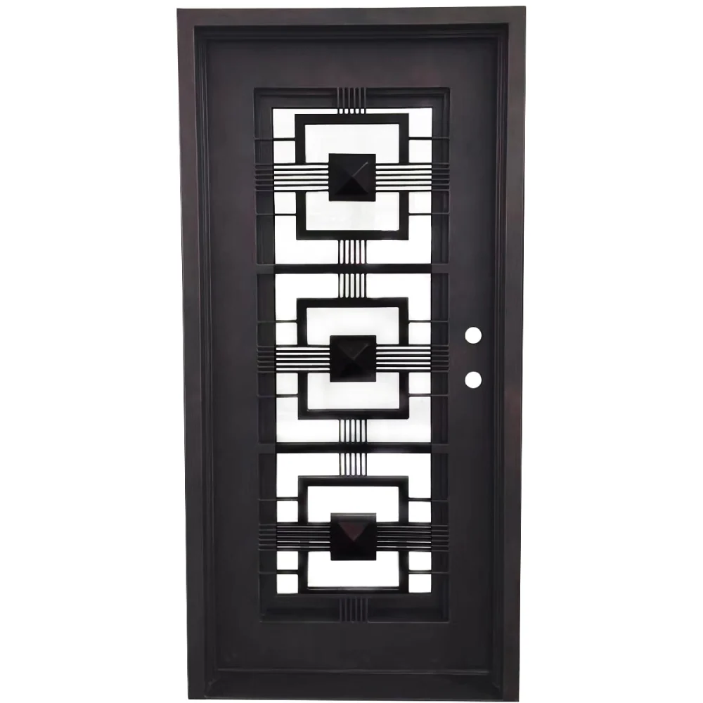 Puerta simple precolgada de hierro forjado exterior en bronce de 3 pies x 6 pies 8 pulgadas de Cielo