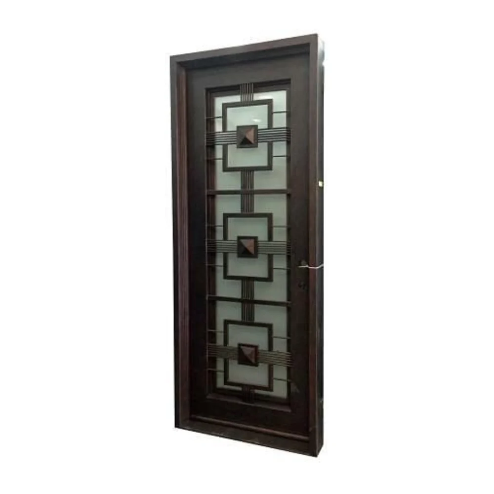 Puerta simple precolgada de hierro forjado para exterior Malibu de 3 pies x 8 pies