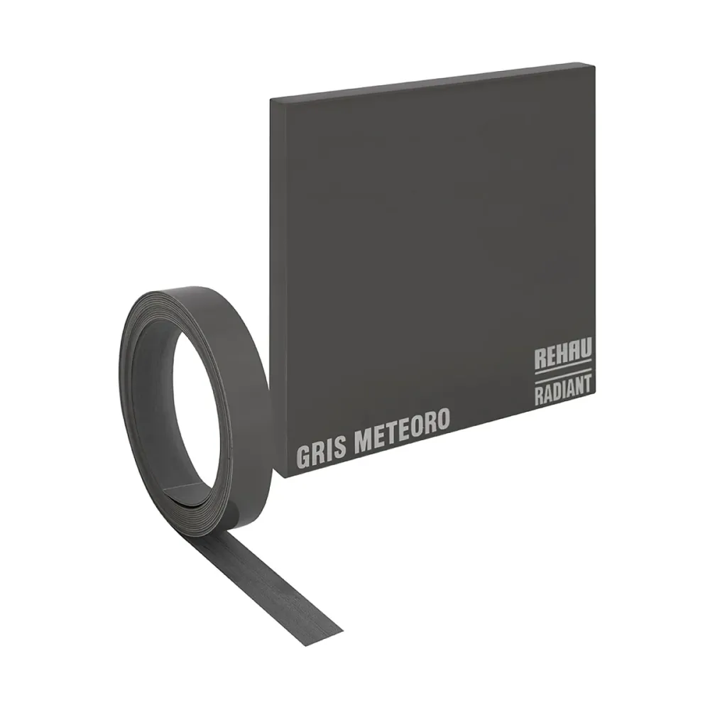 Tablero MDF laminado brillante gris meteoro estandar Rauvisio Radiant Rehau