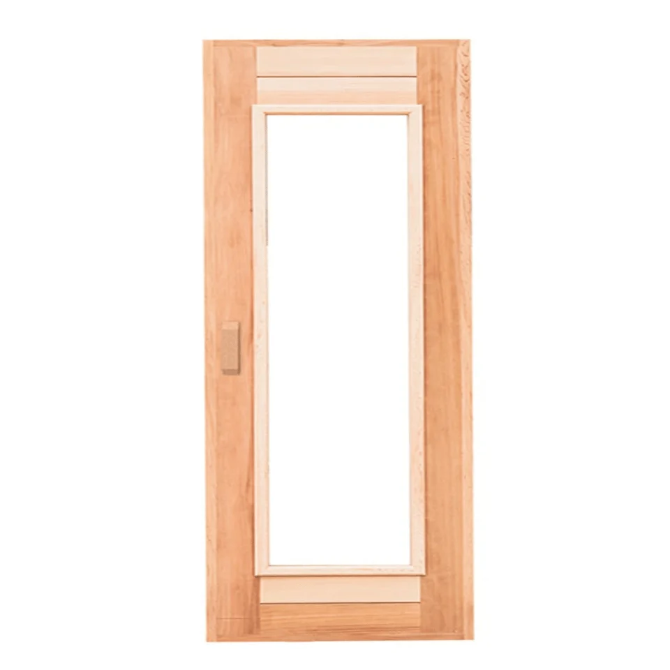 Puerta de sauna de cedro Scandia con inserto de vidrio, marco de puerta, bisagras y manijas Scandia MFG