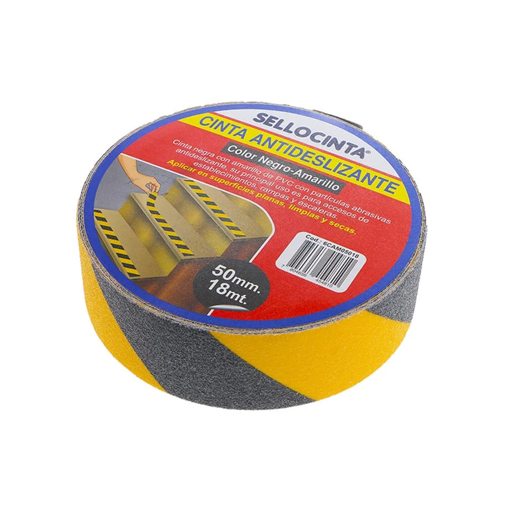 Cinta Antideslizante 50X18 Mt Amarillo Negra SELLOCINTA