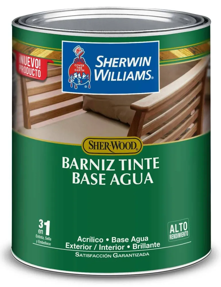 BARNIZ BASE AGUA PARA MADERA 3 EN 1 WENGUE SHERWIN WILLIAMS