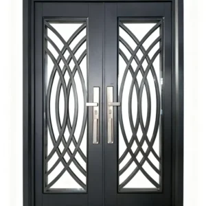 Puerta Doble de Seguridad Multipunto con Vidrio | Aleación de Zinc | 1.50 x 2.15 m | Diseño Moderno Sirena Electronics S.A.