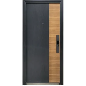Puerta Principal de Seguridad Multipunto | Diseño Moderno Metal + Tipo Madera Nogal | 0.98 x 2.15 m Sirena Electronics S.A.