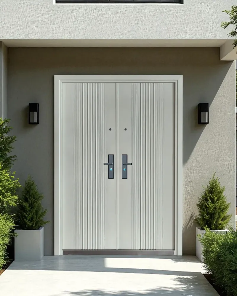 PUERTA DE SEGURIDAD DOBLE MULTIPUNTOS - 1.50M X 2.15M X 50MM - BLANCO MATE Sirena Electronics S.A.