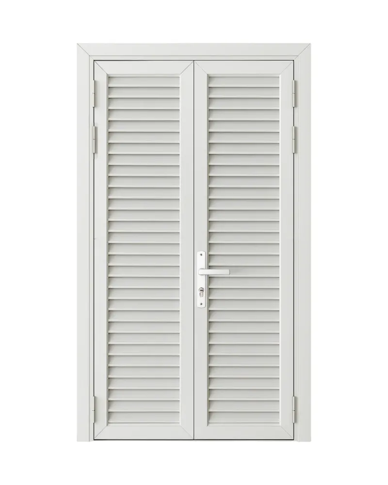 PUERTA DOBLE DE ALUMINIO TIPO LOUVERS - 1.20M X 2.15M - BLANCO - DERECHA Sirena Home Store