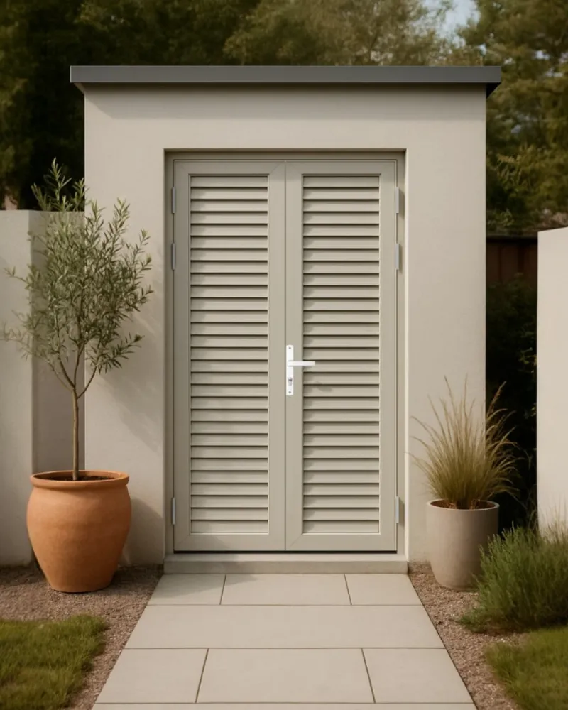 PUERTA DOBLE DE ALUMINIO TIPO LOUVERS - 1.20M X 2.15M - BLANCO - DERECHA Sirena Home Store