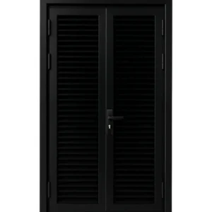 PUERTA DOBLE DE ALUMINIO TIPO LOUVERS - 1.20M X 2.15M - NEGRO - DERECHA Sirena Home Store