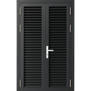 PUERTA DOBLE DE ALUMINIO TIPO LOUVERS - 1.20M X 2.15M - GRIS OSCURO - DERECHA Sirena Home Store
