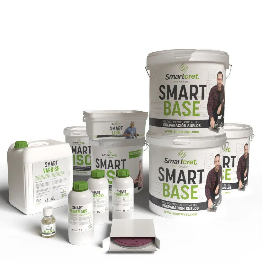 Kit microcemento para paredes de baño de pladur o yeso para 24 m² Spike Smartcret