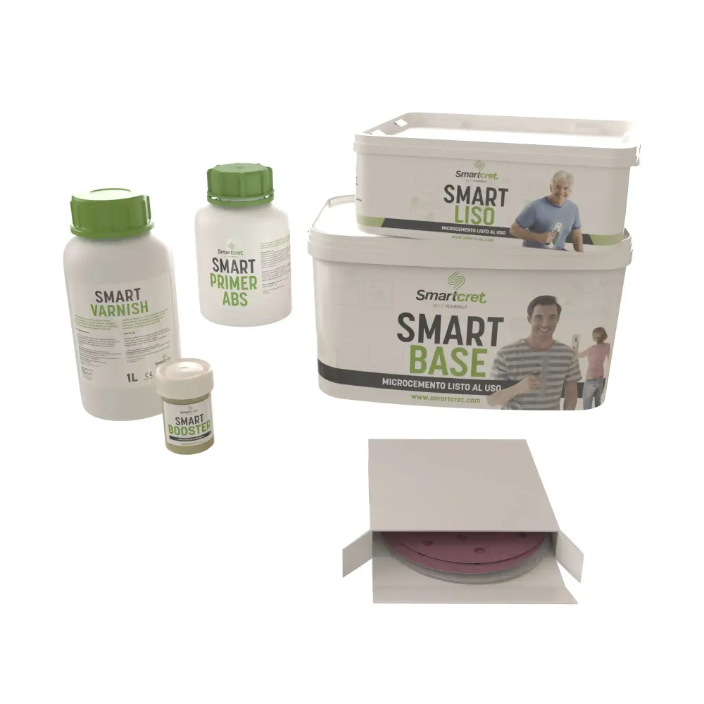 Kit microcemento para paredes de baño de pladur o yeso de 4 m² Spike Smartcret