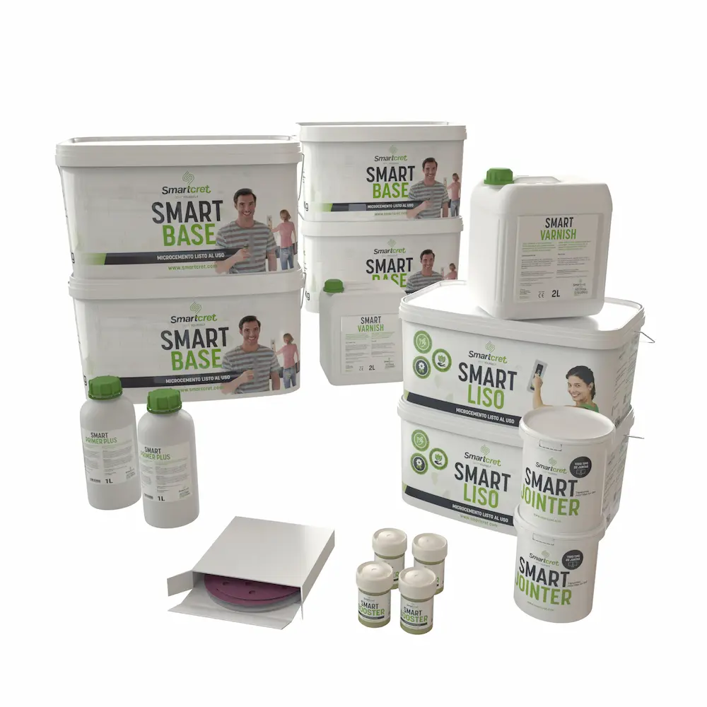 Super Kit de microcemento para baños, duchas y cocinas para 16 m² de superficies no absorbentes Spike Smartcret