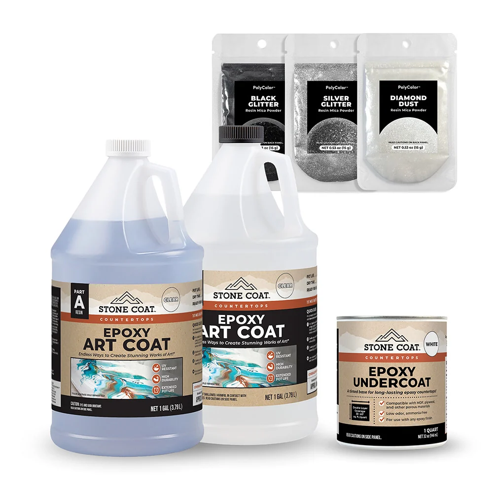 Kit de encimera de epoxi de cuarzo blanco Stone Coat Countertops