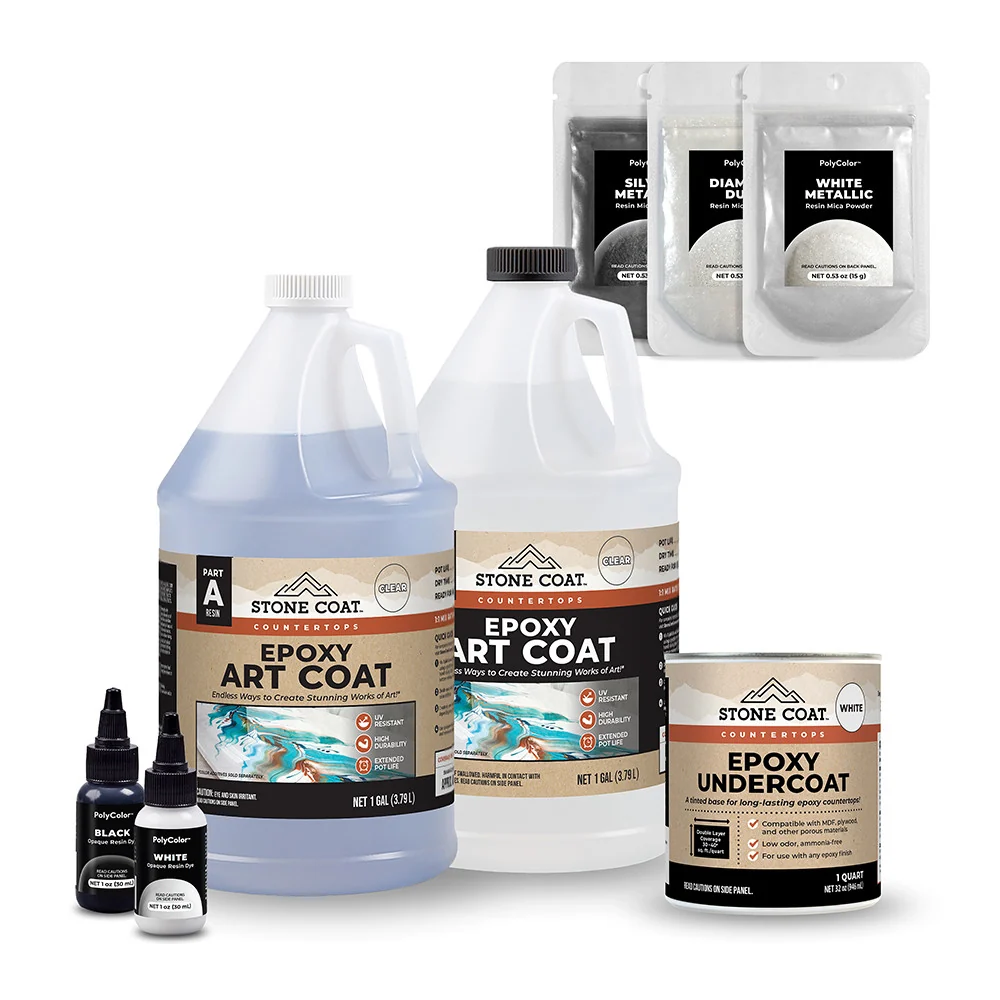 Kit de encimera de mármol blanco exótico de epoxi Stone Coat Countertops