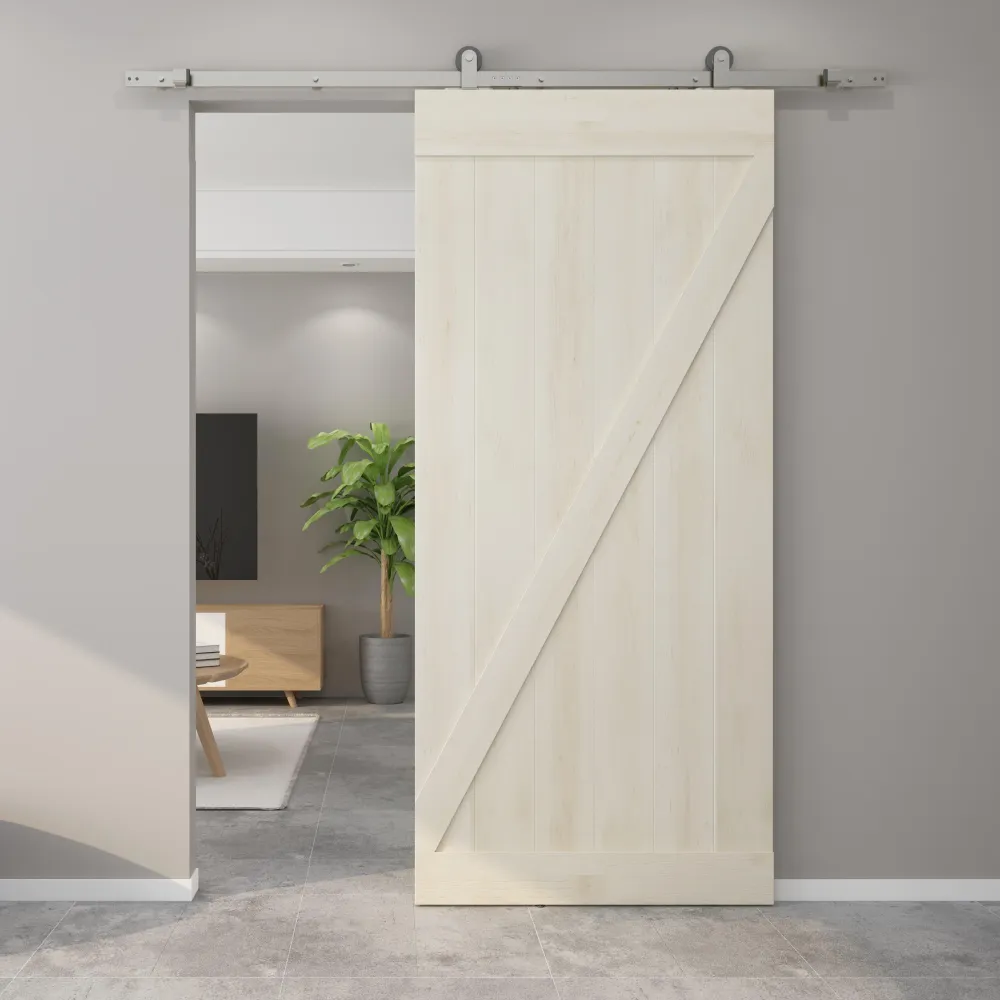 Juego de puerta corrediza de montaje superior para puertas de 36" (riel plano) - Níquel satinado Stone Harbor Hardware