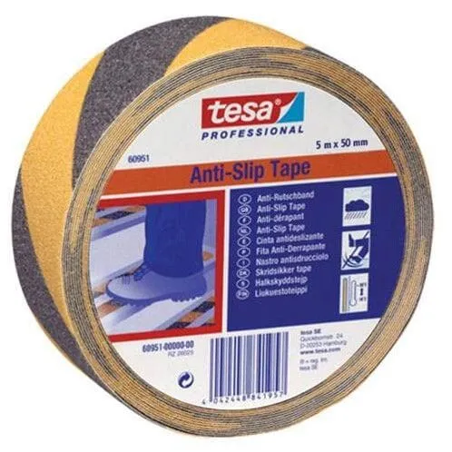 Cinta Antideslizante Amarillo Negro 5 Mm 50 Mt TESA