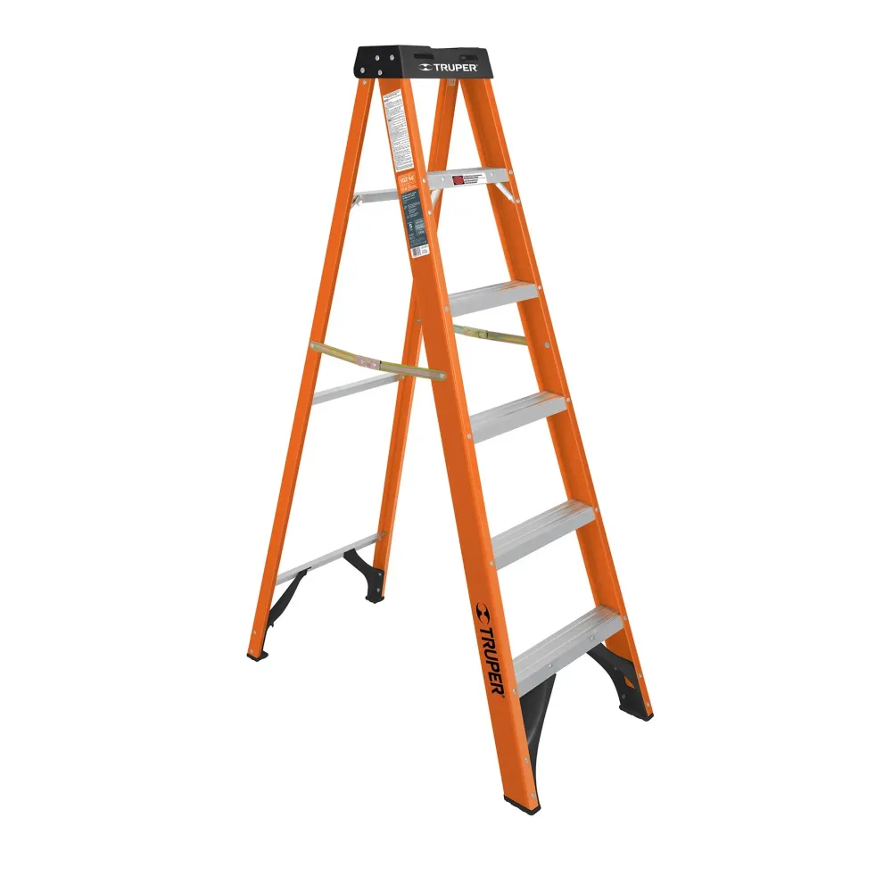 Escalera de tijera, tipo ll, 5 peldaños, fibra de vidrio 100225 EST-25FV Truper