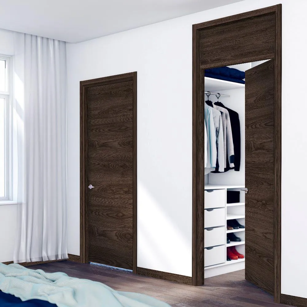 Puerta Prakti, Chocolate, con Cenefa y Apertura La Derecha 90 Virtual Muebles MG