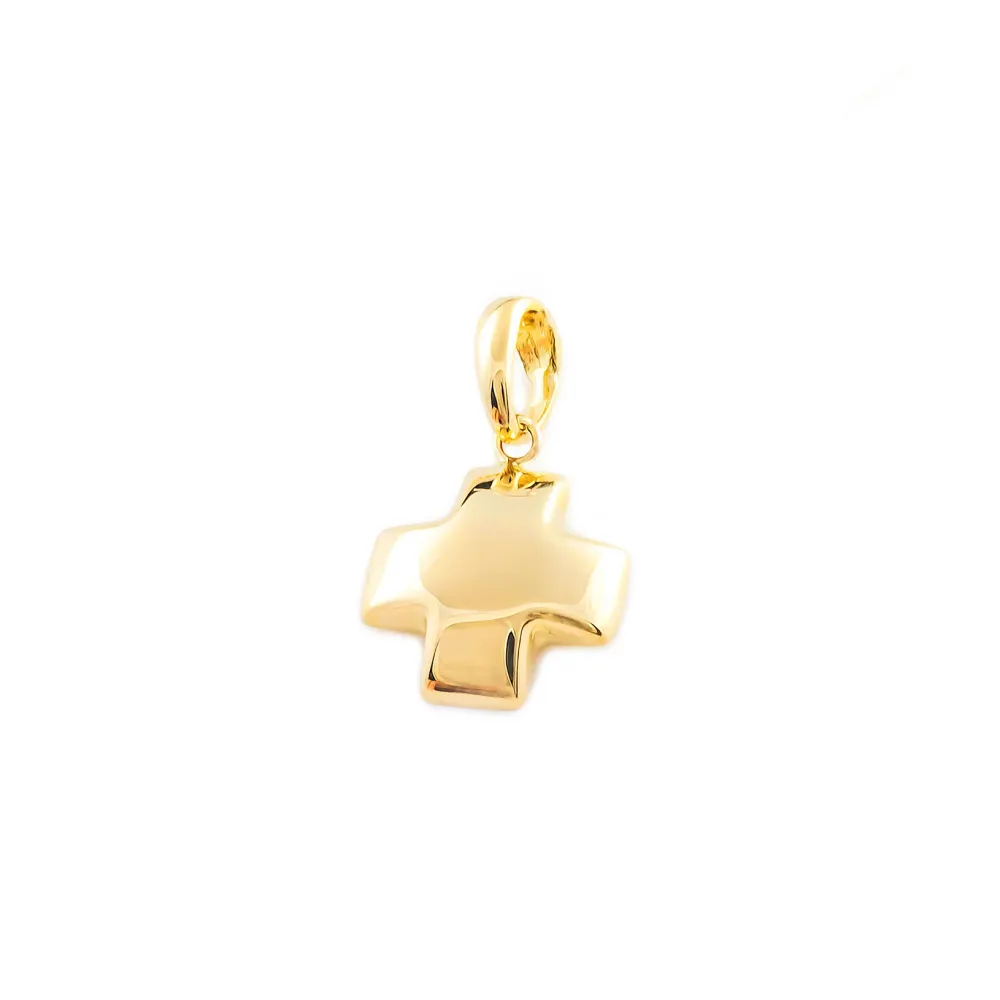 Cruz Oro Amarillo 18K Cuadrada Brillo 12 x 12 mm